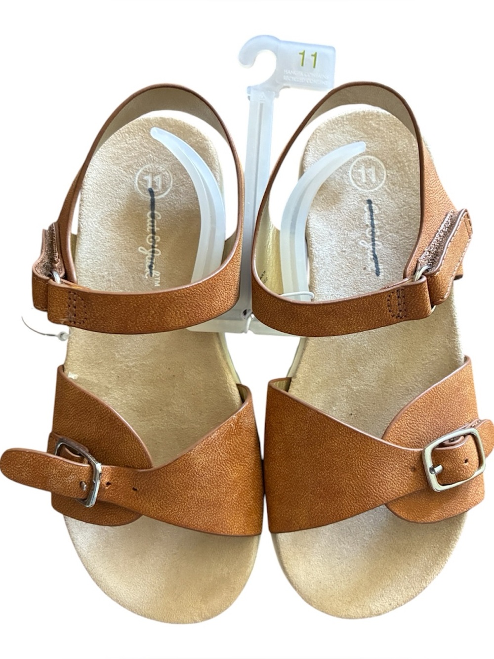 Cat & Jack Girl Brown Faux Leather Sandals Size 11 New
